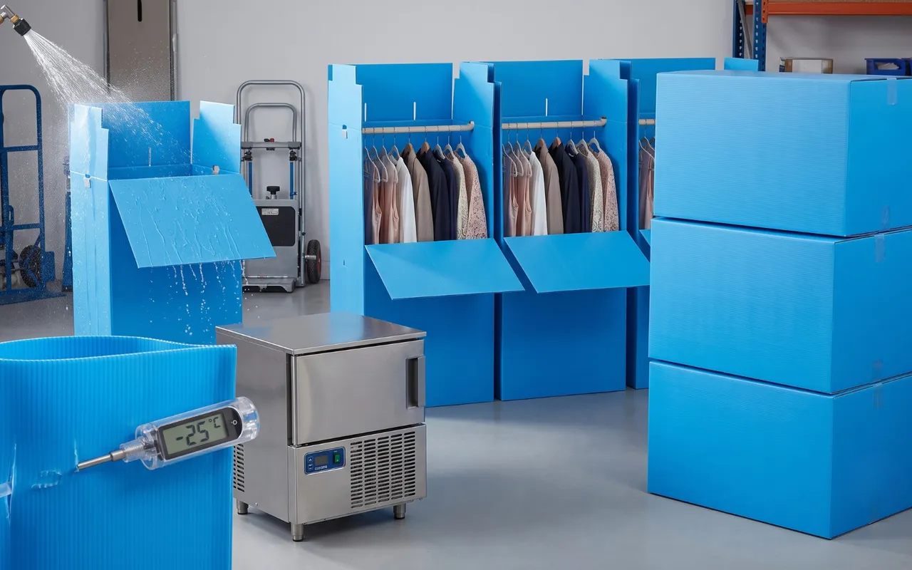 Corrugated plastic: water- and cold-resistant (−25 °C) and reusable — the pro advantage